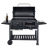 Barbecue BBQ braciere doppia griglia con ripiani e ruote HWC-K94 acciaio 110x153x60cm nero