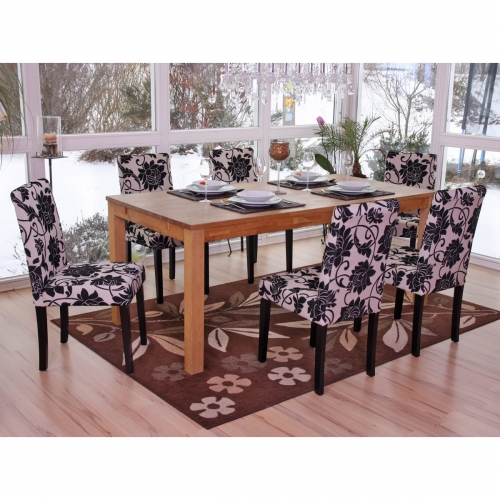 Set 6x sedie Littau tessuto soggiorno cucina sala da pranzo 43x56x90cm fiori piedi scuri