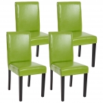 Set 4x sedie Littau ecopelle opaca soggiorno cucina sala da pranzo 43x56x90cm verde piedi scuri