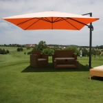 Ombrellone parasole decentrato HWC-A96 3x3m alluminio arancione girevole senza base