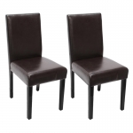 Set 2x sedie Littau ecopelle soggiorno cucina sala da pranzo 56x43x90cm marrone piedi scuri