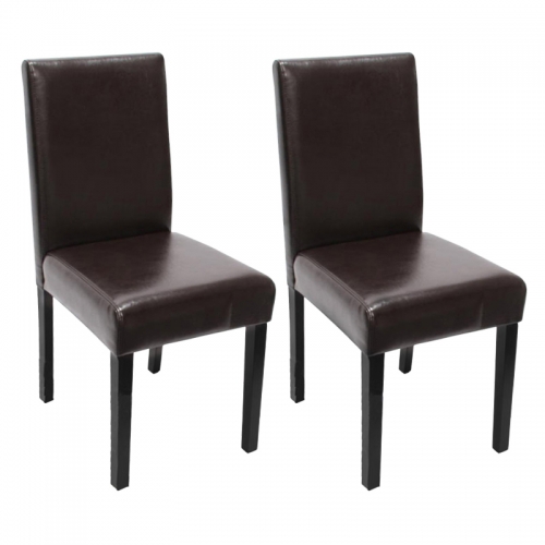 Set 2x sedie Littau pelle soggiorno cucina sala da pranzo 43x56x90cm marrone piedi scuri