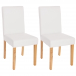 Set 2x sedie Littau ecopelle opaca soggiorno cucina sala da pranzo 56x43x90cm bianco piedi chiari