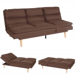 Divano letto sof reclinabile schienale regolabile HWC-M79 tessuto marrone