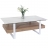 Tavolino salotto divano HWC-L88 43x120x60cm pietra sinterizzata MDF gambe bianche legno chiaro effetto marmo bianco
