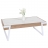 Tavolino salotto divano HWC-L89 43x120x64cm pietra sinterizzata MDF gambe bianche legno chiaro effetto marmo bianco