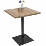 Tavolino bistro design industriale HWC-H10 70x70cm acciaio verniciato legno di olmo naturale
