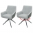Set 2x sedie poltroncine con seduta girevole HWC-L91 tessuto grigio chiaro ecopelle grigio scuro