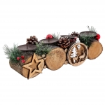 Portacandele avvento natalizio HWC-M14 legno rustico ~ senza candele