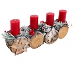 Portacandele avvento natalizio HWC-M14 legno rustico ~ con candele