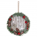 Ghirlanda di Natale decorativa porta finiestra camino HWC-M19 con pigne legno  30cm