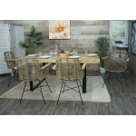 Set 6x sedie HWC-M29 sala da pranzo cucina rattan kubo intreccio legno metallo