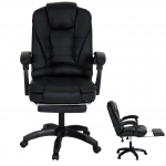 Poltrona sedia ufficio girevole regolabile con poggiapiedi estraibile HWC-M80 ecopelle nero