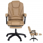Poltrona sedia ufficio girevole regolabile con poggiapiedi estraibile HWC-M80 ecopelle nero e tortora