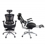 Poltrona sedia ufficio girevole ergonomica HWC-J93b regolabile tessuto traspirante nero
