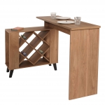 Tavolo alto da bar con cantinetta portabottiglie HWC-M45 93x120x98cm legno effetto 3D marrone