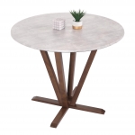 Tavolo rotondo salotto divano HWC-M56  92cm legno laminato HPL melaminico legno marrone effetto pietra