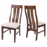Set 2x sedie sala pranzo soggiorno HWC-M58 100x46x45cm 150kg tessuto legno scuro avorio