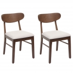 Set 2x sedie sala pranzo soggiorno HWC-M59 79x45x49cm 150kg tessuto legno scuro avorio