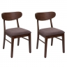 Set 2x sedie sala pranzo soggiorno HWC-M59 79x45x49cm 150kg tessuto legno scuro taupe