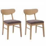 Set 2x sedie sala pranzo soggiorno HWC-M59 79x45x49cm 150kg tessuto legno chiaro taupe