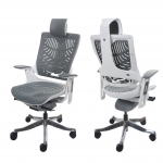 Poltrona sedia ufficio girevole regolabile MERRYFAIR Wau 2b ergonomica poggiatesta alluminio plastica bianco grigio