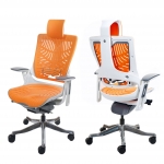 Poltrona sedia ufficio girevole regolabile MERRYFAIR Wau 2b ergonomica poggiatesta alluminio plastica bianco arancione