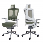Poltrona sedia ufficio girevole regolabile MERRYFAIR Wau 2 ergonomica poggiatesta alluminio tessuto bianco verde
