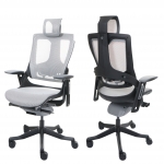 Poltrona sedia ufficio girevole regolabile MERRYFAIR Wau 2 ergonomica poggiatesta alluminio tessuto nero bianco grigio