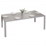 Tavolo da pranzo in alluminio HWC-N40, giardino bistrot terrazza, resistente alle intemperie 180x80cm ~ grigio chiaro