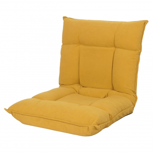 Sedia da pavimento HWC-N44, poltrona da pavimento cuscino 6 posizioni reclinabili, velluto ~ giallo