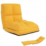 Sedia da pavimento HWC-N45, poltrona da pavimento letto cuscino 4 posizioni reclinabili, velluto ~ giallo