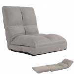 Sedia da pavimento HWC-N45, poltrona da pavimento letto cuscino 4 posizioni reclinabili, velluto ~ grigio chiaro