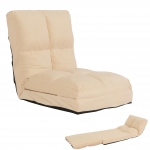 Sedia da pavimento HWC-N45, poltrona da pavimento letto cuscino 4 posizioni reclinabili, velluto ~ beige