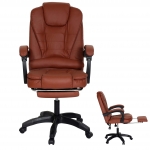 Poltrona sedia ufficio girevole regolabile con poggiapiedi estraibile HWC-M80 ecopelle nero e caff