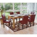 Set 6x sedie Littau ecopelle opaca soggiorno cucina sala da pranzo 56x43x90cm rosso piedi scuri