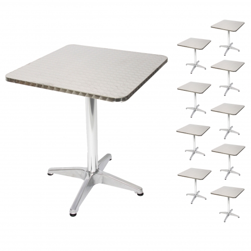 Set 10x tavoli bistro bar giardino M28 alluminio quadrato 60x60x70cm