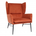Poltrona relax elegante HWC-L62 Lounge tessuto~ arancione