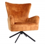 Poltrona lounge Vintage relax elegante girevole HWC-L63 velluto ~ arancione