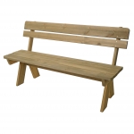 Panca panchina 3 posti da esterno HWC-L66 legno massello 148cm legno naturale
