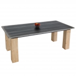 Tavolo pranzo soggiorno design industriale HWC-L76 77x200x100cm legno di abete naturale e nero