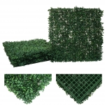 Pannelli erba finta artificiale da parete decorativa privacy antivento HWC-L78 4x 50x50cm = 1m foglie verdi