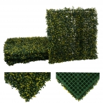 Pannelli erba finta artificiale da parete decorativa privacy antivento HWC-L78 4x 50x50cm = 1m foglie giallo verdi