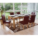 Set 6x sedie Littau ecopelle opaca soggiorno cucina sala da pranzo 56x43x90cm rosso piedi chiari