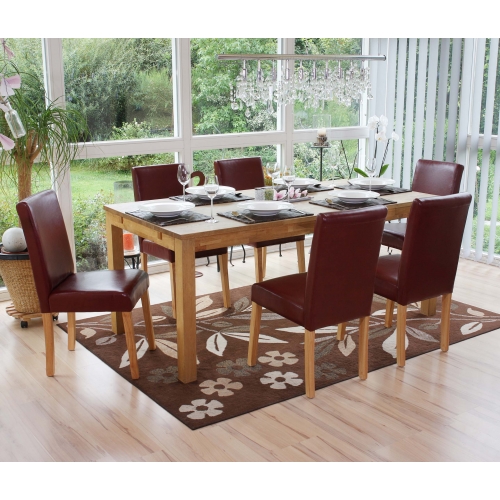 Set 6x sedie Littau ecopelle opaca soggiorno cucina sala da pranzo 56x43x90cm rosso piedi chiari