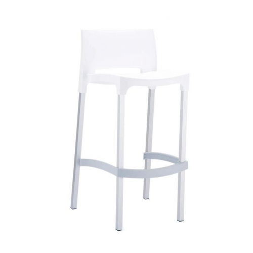 Sedia sgabello con poggiapiedi CP138 45x39x96cm alluminio plastica bianco