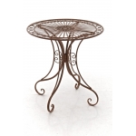 Tavolino stile romantico HLO-CP8 ferro rotondo 70x72,5cm fatto a mano marrone antico