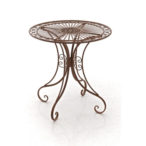 Tavolino stile romantico HLO-CP8 ferro rotondo 70x72,5cm fatto a mano marrone antico