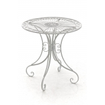 Tavolino stile romantico HLO-CP8 ferro rotondo 70x72,5cm fatto a mano bianco antico