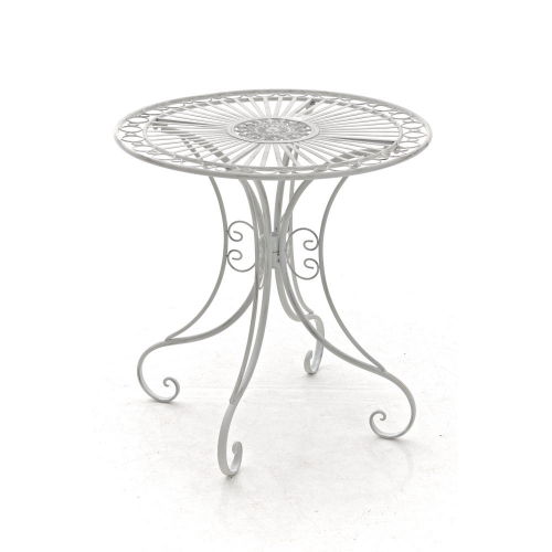 Tavolino stile romantico HLO-CP8 ferro rotondo 70x72,5cm fatto a mano bianco antico